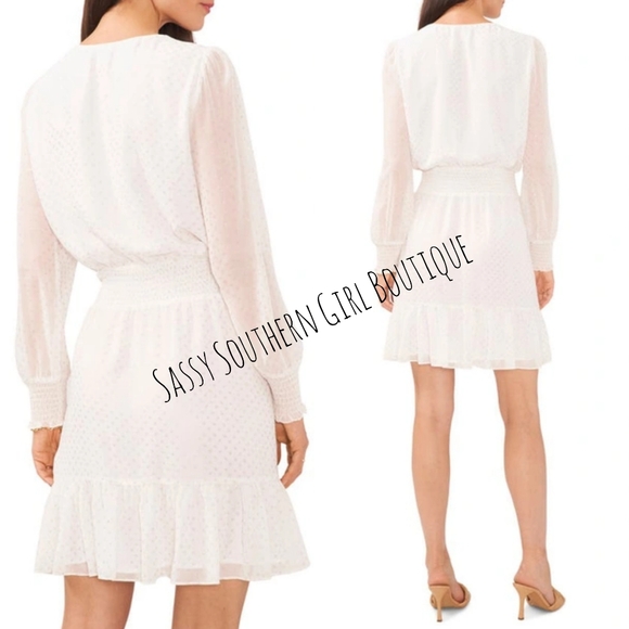 ⭐🆕 Vince Camuto white and gold metallic print mini dress - Picture 8 of 15